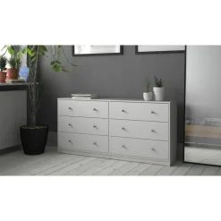 Byrå vit med 6 lådor 143 cm bred + Textilrengöring för möbler