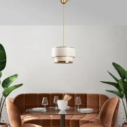 Cake taklampa - Cream/guld