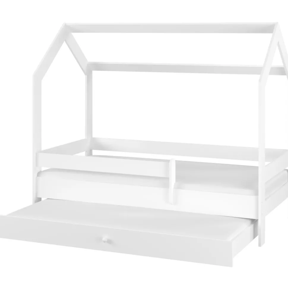Casa vit barnsäng med utdragbar extrabädd 80x180 cm inklusive madrasser