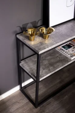 Charlotte avlastningsbord 110 x 30 cm - Svart/betongimitation