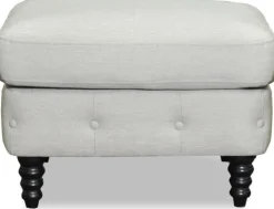 Chesterfield fotpall - Beige Linne + Textilrengöring för möbler