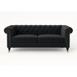 Chesterfieldsoffa Cambridge Deluxe 2,5-sits - Mörkgrå sammet