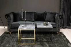 Churchill 3-sits chesterfieldsoffa - Svart sammet