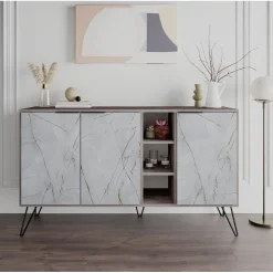 Clara skänk - Mörkbrun/vit marmor