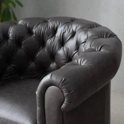 Clubfåtölj chesterfield mörkbrun PU + Fläckborttagare för möbler