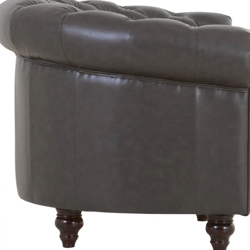 Clubfåtölj chesterfield mörkbrun PU + Fläckborttagare för möbler