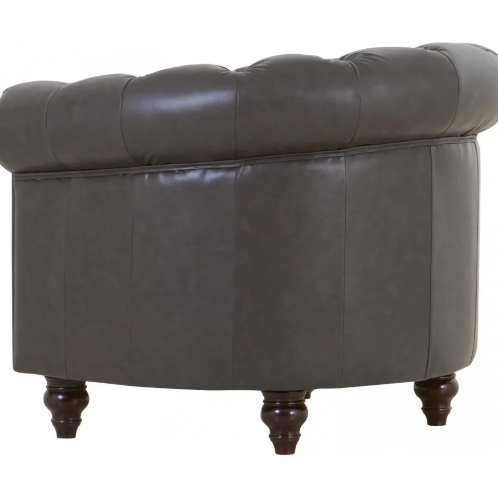 Clubfåtölj chesterfield mörkbrun PU + Fläckborttagare för möbler