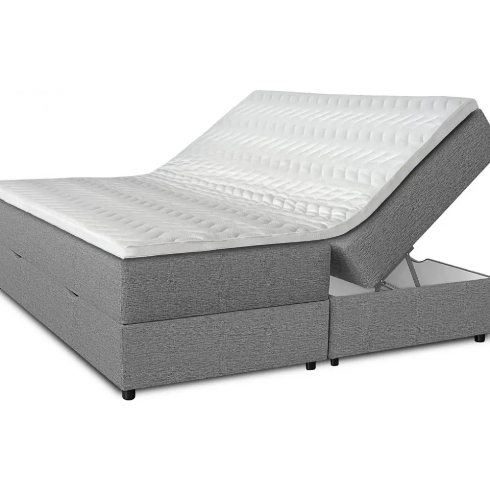 Comfort boxbed säng med förvaring 5-zons pocket (Grå) - Valfri bredd