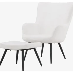 Como fåtölj i vit boucle