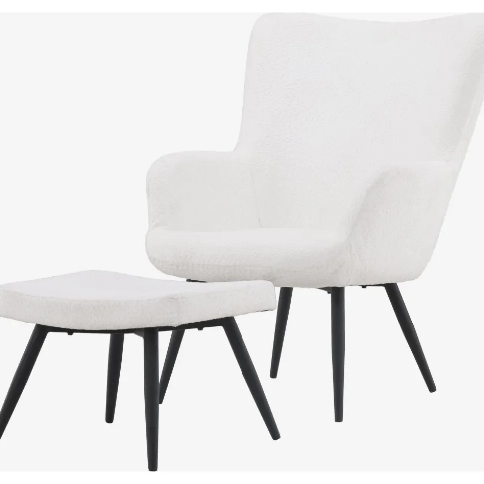 Como fåtölj i vit boucle