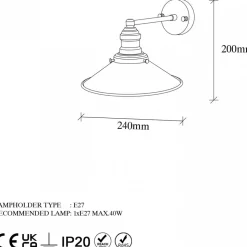 Conic vägglampa 12196 - Guld