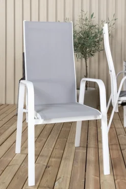 Copacabana karmstol - Grå/Vit + Textilskydd för utemöbler