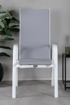 Copacabana karmstol - Grå/Vit + Textilskydd för utemöbler