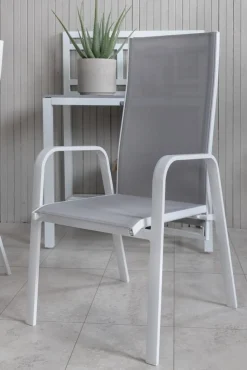 Copacabana karmstol - Grå/Vit + Textilskydd för utemöbler