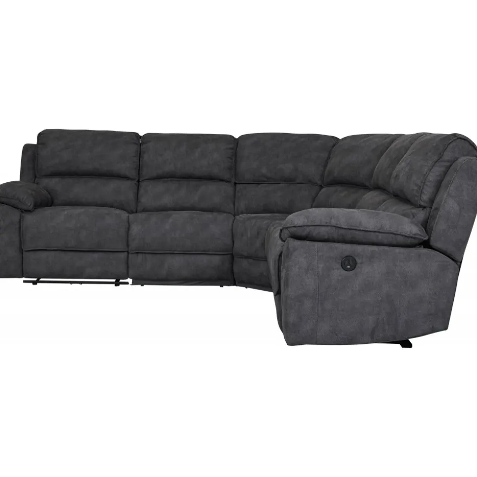 Coventry el-reclinerhörnsoffa grå microfiber