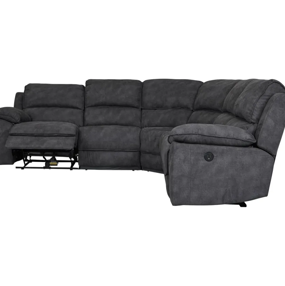 Coventry el-reclinerhörnsoffa grå microfiber