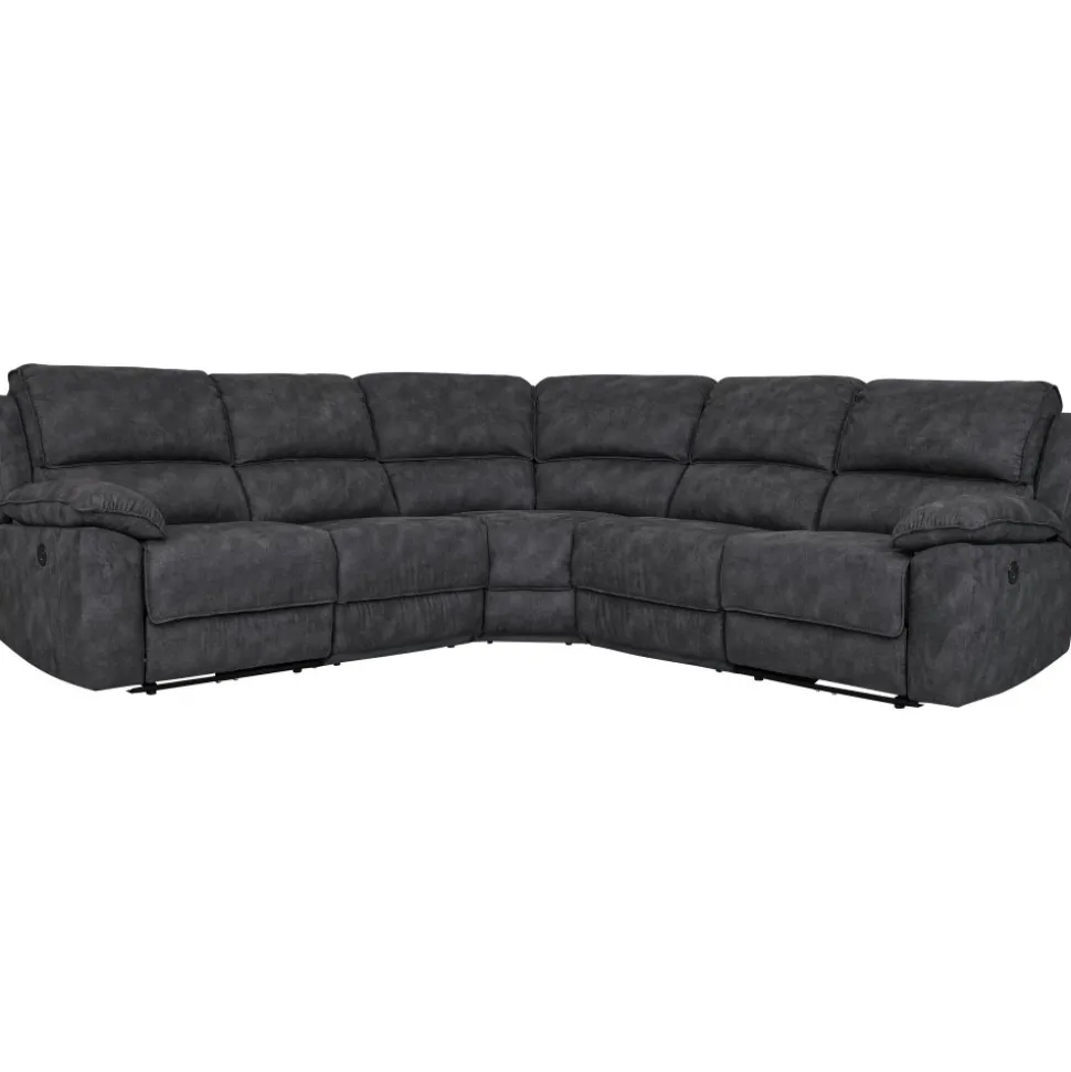 Coventry el-reclinerhörnsoffa grå microfiber + Textilrengöring för möbler