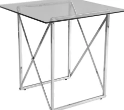 Cross Lampbord 55 x 55 cm - Krom + Möbeltassar