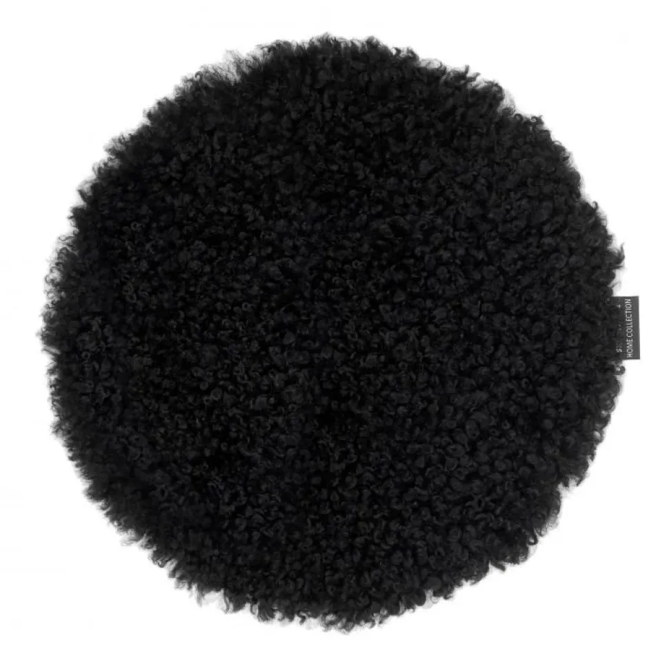 Curly stolsdyna fårskinn Svart