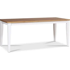 Dalarös matgrupp 180 cm bord vit/ek med 6 st stolar kryss i ryggen + 4.00 x Möbeltassar