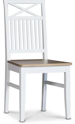 Dalarös matgrupp 180 cm bord vit/ek med 6 st stolar kryss i ryggen + 6.00 x Stolsdyna