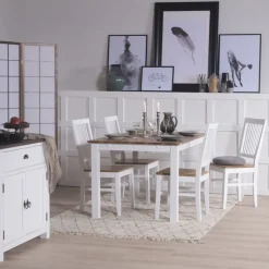 Dalarös matgrupp bord vit/ek med 4 st Dalarös stolar + 3.00 x Möbeltassar