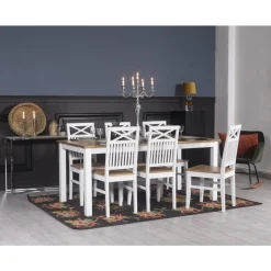 Dalarös matstol med eksits och kryss i rygg - Vit / Oljad ek