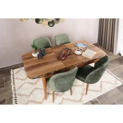 Dallas stolset - Valnöt/mörkgrön