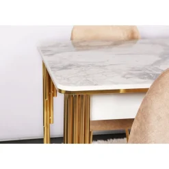 Dalmar matbord 147-182 cm - Guld/vit