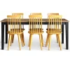 Dalsland matgrupp: Matbord i svart / ek med 6 st gula pinnstolar