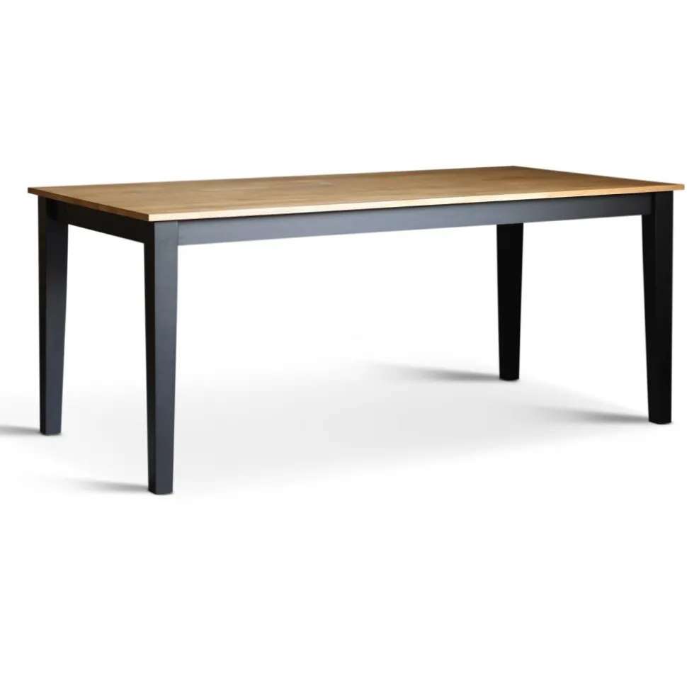 Dalsland matgrupp: Matbord i svart / ek med 6 st röda pinnstolar