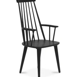 Dalsland svart pinnstol med hög rygg + Stolsdyna