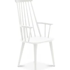 Dalsland vit pinnstol med armstöd och hög rygg + Stolsdyna