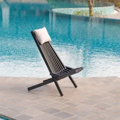 Däckstol svart med nackkudde