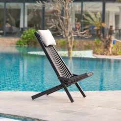 Däckstol svart med nackkudde
