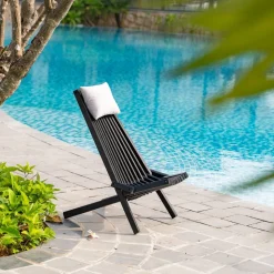 Däckstol svart med nackkudde