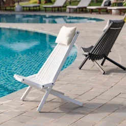 Däckstol vit med nackkudde + Textilrengöring för möbler