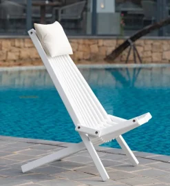 Däckstol vit med nackkudde + Textilrengöring för möbler