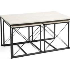 Defne soffbord-set - Svart/marmor