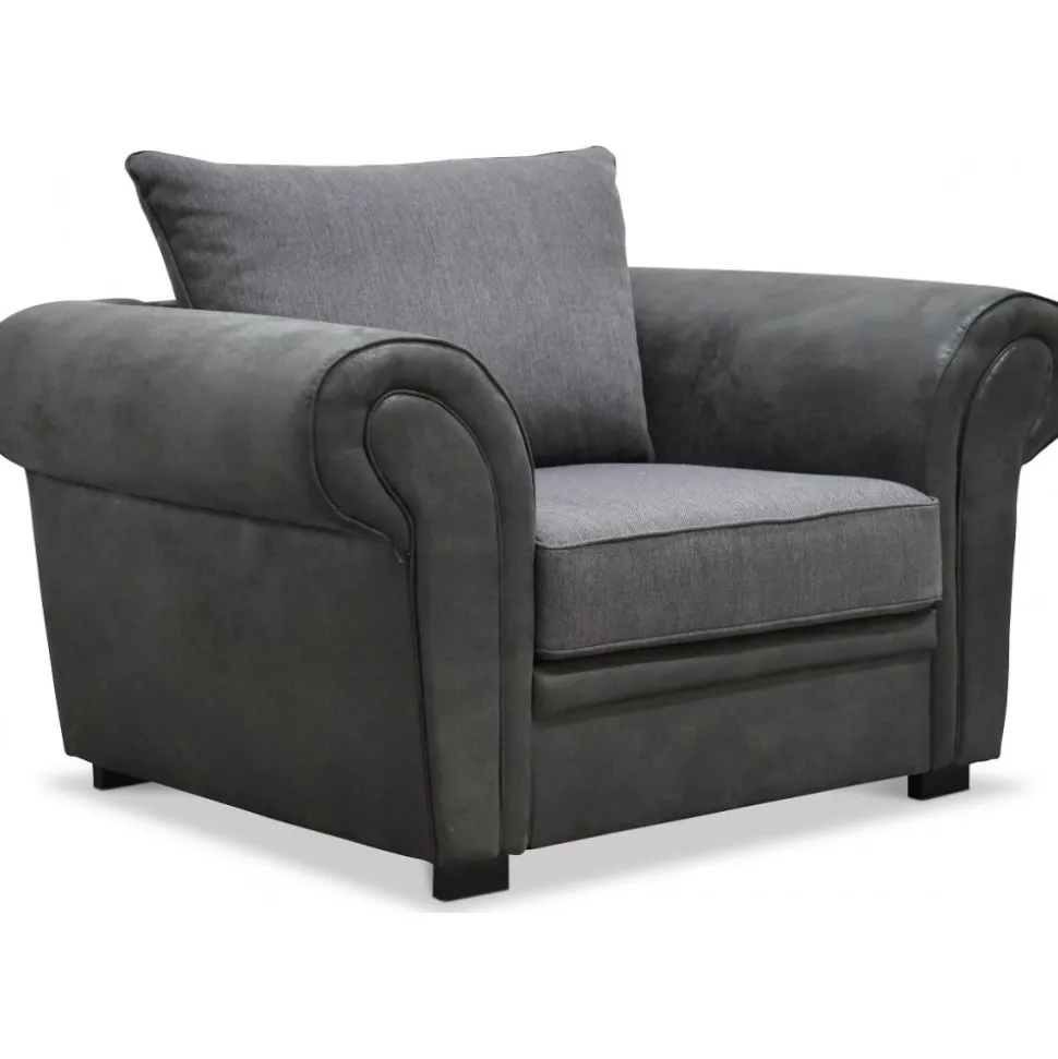 Delux Fåtölj - Grå/Antracit/Vintage + Textilrengöring för möbler