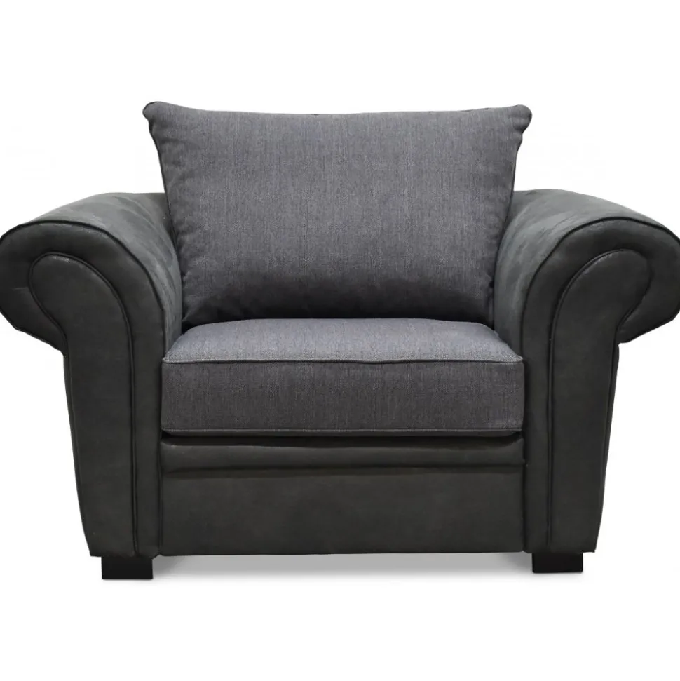 Delux Fåtölj - Grå/Antracit/Vintage + Textilrengöring för möbler