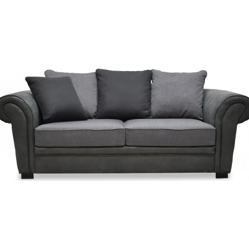 Delux 2-sits soffa med kuvertkuddar - Grå/Antracit/Vintage + Möbeltassar