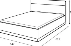 Dentro 140 x 200 cm säng med förvaring - Vit/stirling ek