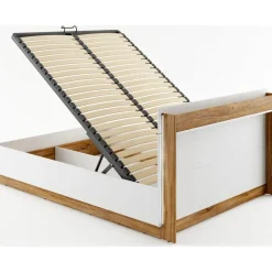 Dentro säng med förvaring 160 x 200 cm - Vit/ek + Textilrengöring för möbler