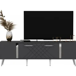 Detas TV-bänk - Antracit/silver