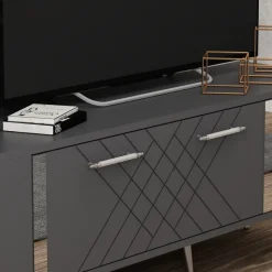 Detas TV-bänk - Antracit/silver