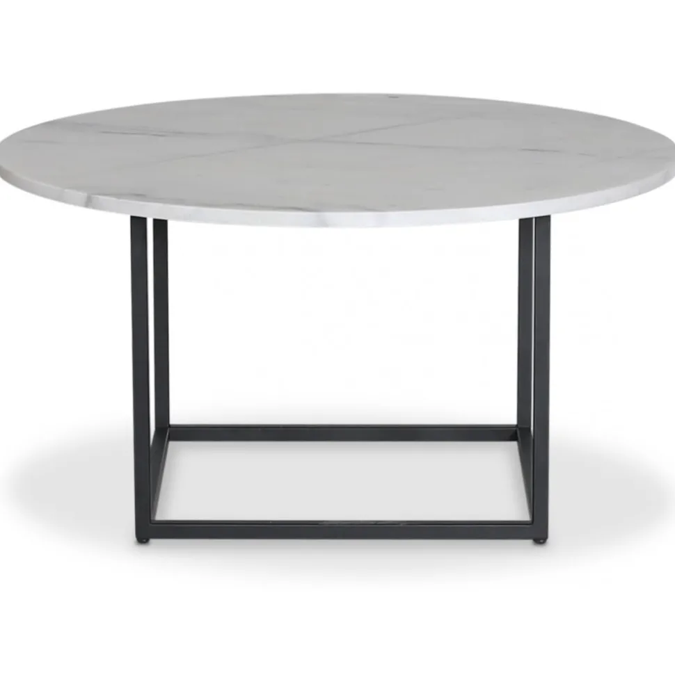 Dexter runt soffbord Ø85 cm - Metall / Vit marmor sten