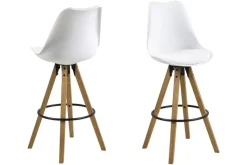 Dima barstol med träben och Vit PU sits