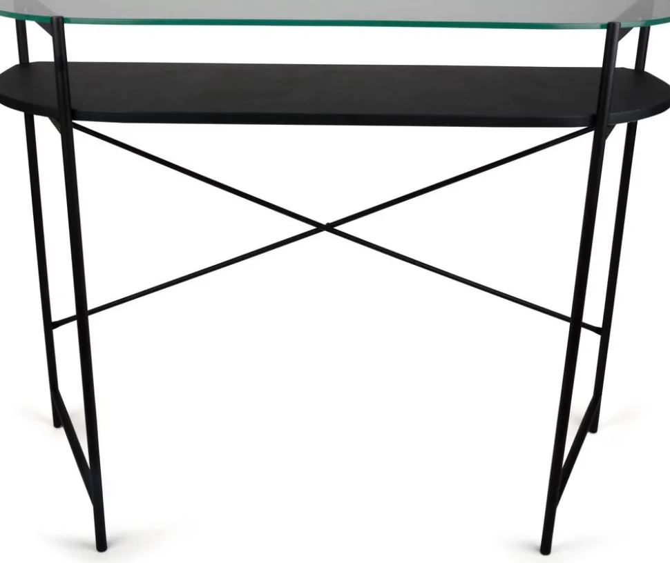 Dinia svart konsolbord med glashylla 100 x 35 cm + Textilrengöring för möbler