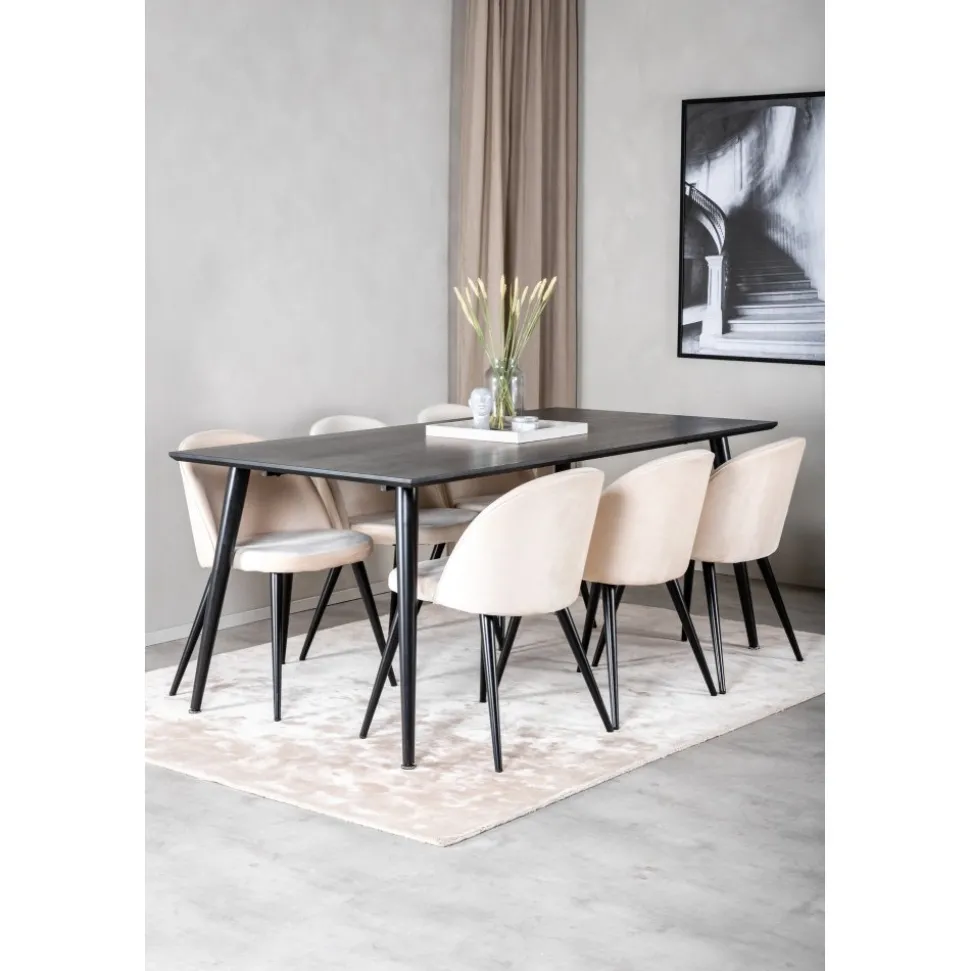 Dipp matbord 180 x 90 cm - Svart